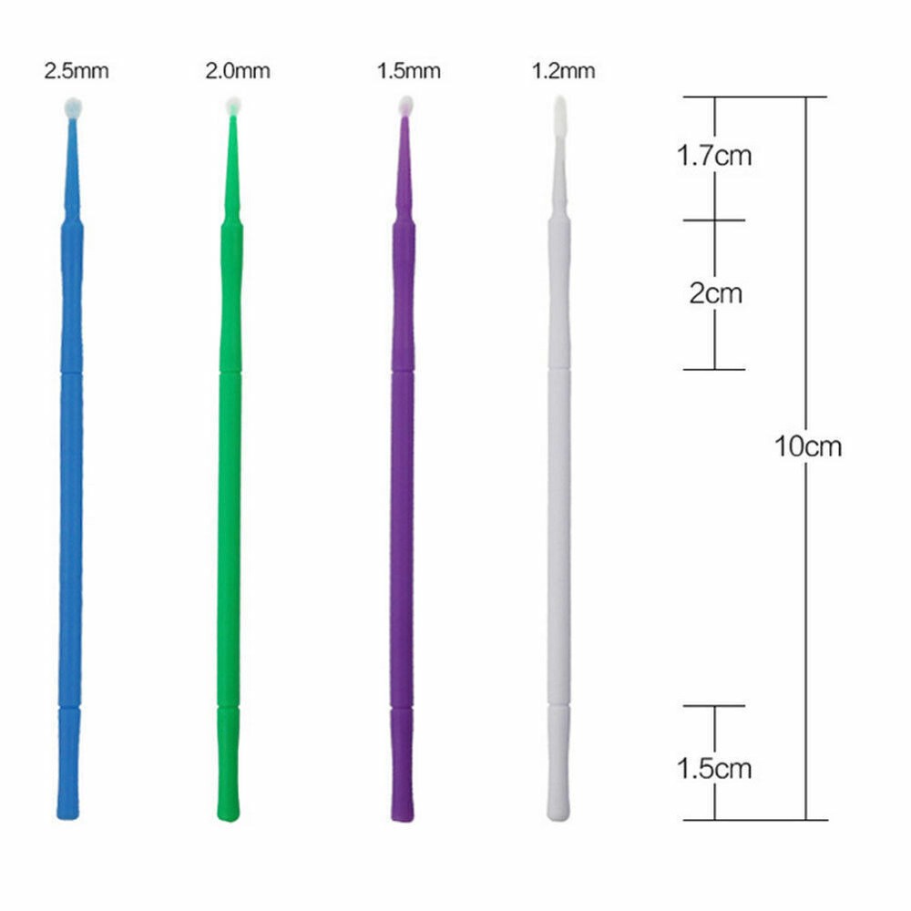 100 Pcs Dental Eye Micro Brush Tips Disposable Applicators Fine Regular Medium
