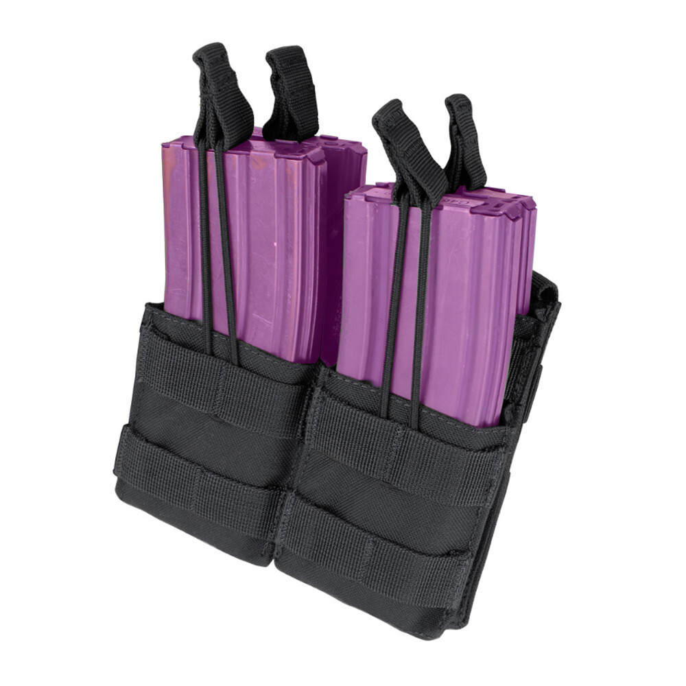 Black Double Stacker Open Top Bungee Magazine Mag Pouch