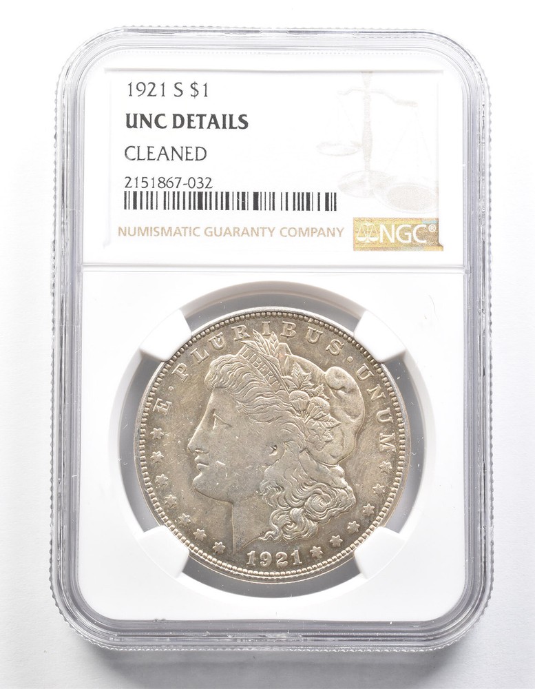 1921 Morgan Silver Dollar Unc Det NGC (Strike Through Error?) *1323