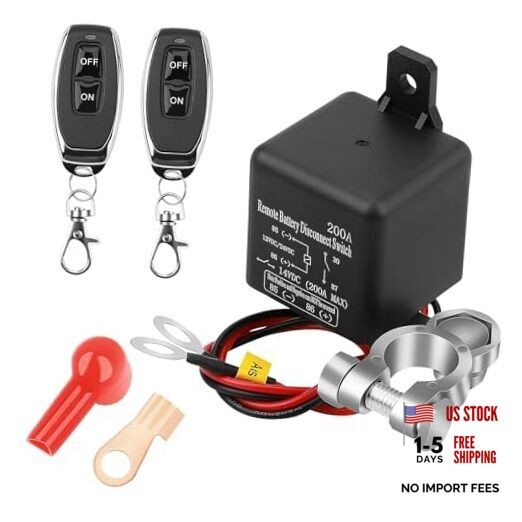 DC12V 200A Remote Battery Disconnect Switch Kill 200A with Long Negative Wire