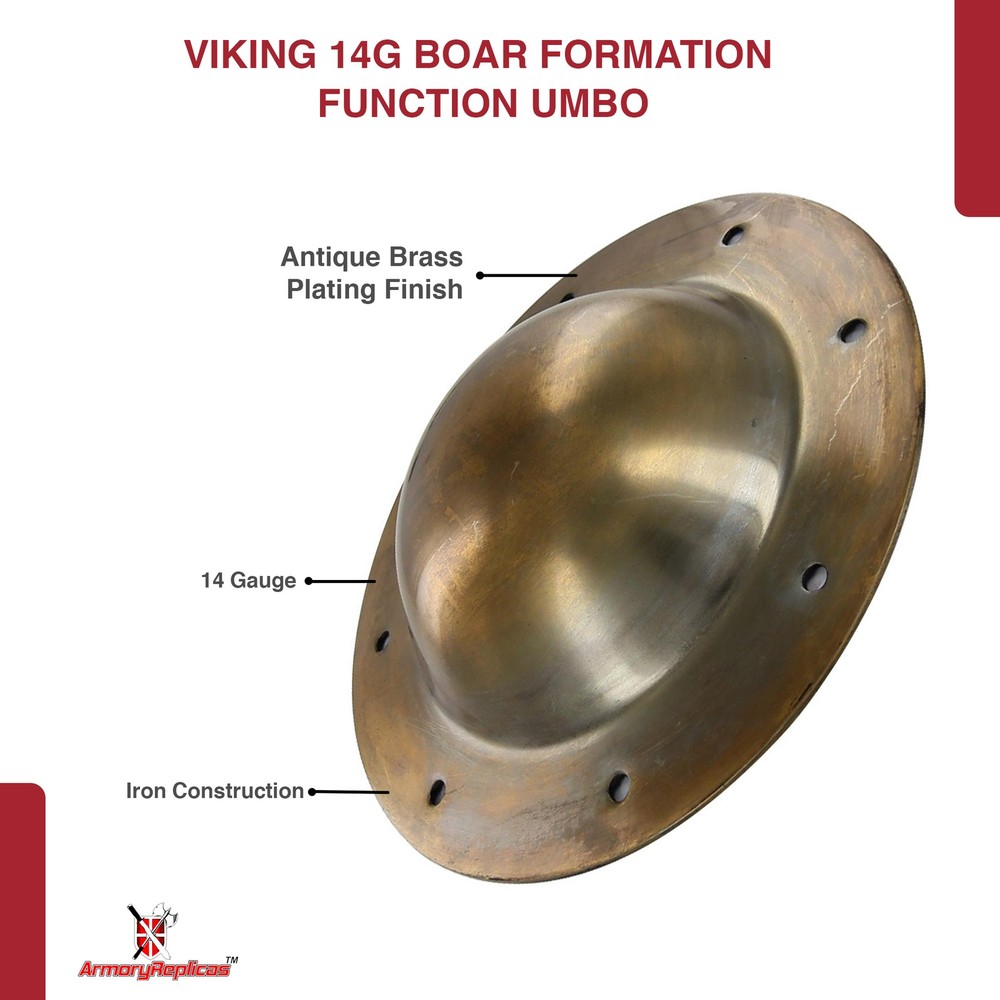 Medieval Viking 14g Boar Formation Function Umbo Shield Boss