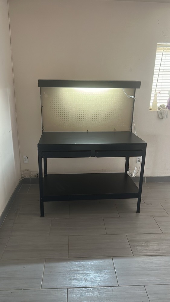 Black metal prebuilt YUKON workbench with light. Read Description.