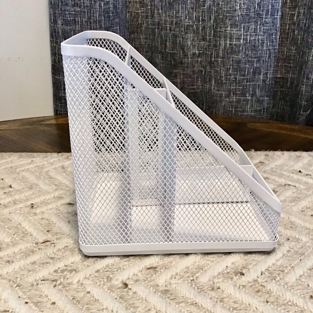 Bright Room White Mesh Desktop Organizer 7”x7”x6”Deep