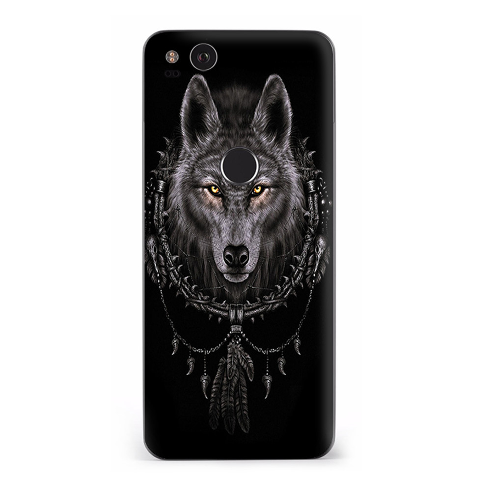 Google Pixel 2 Skins Decal Wrap Wolf dreamcatcher back white