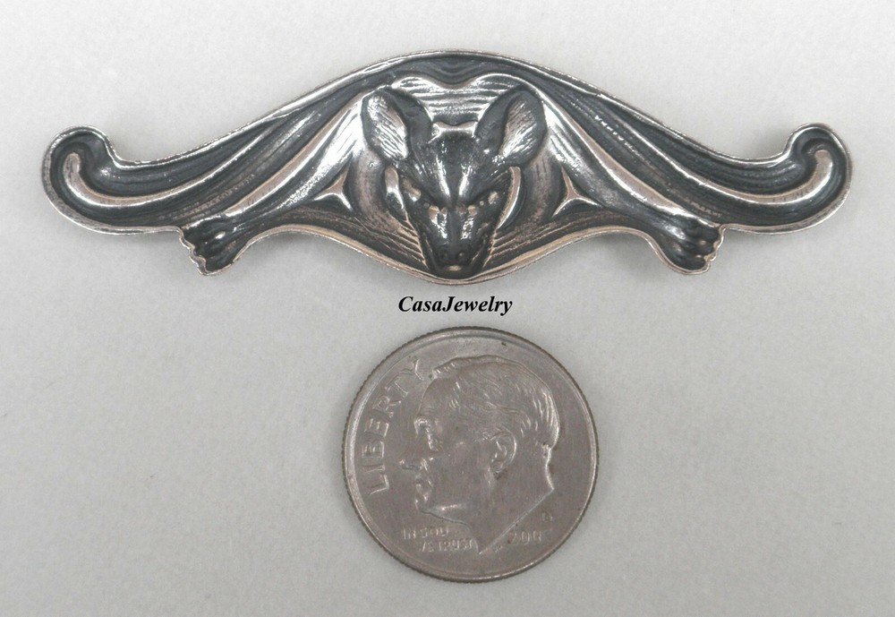 #2160 SMALL ANTIQUED STERLING SILVER PLATED BAT COMPONENT - 1 Pc