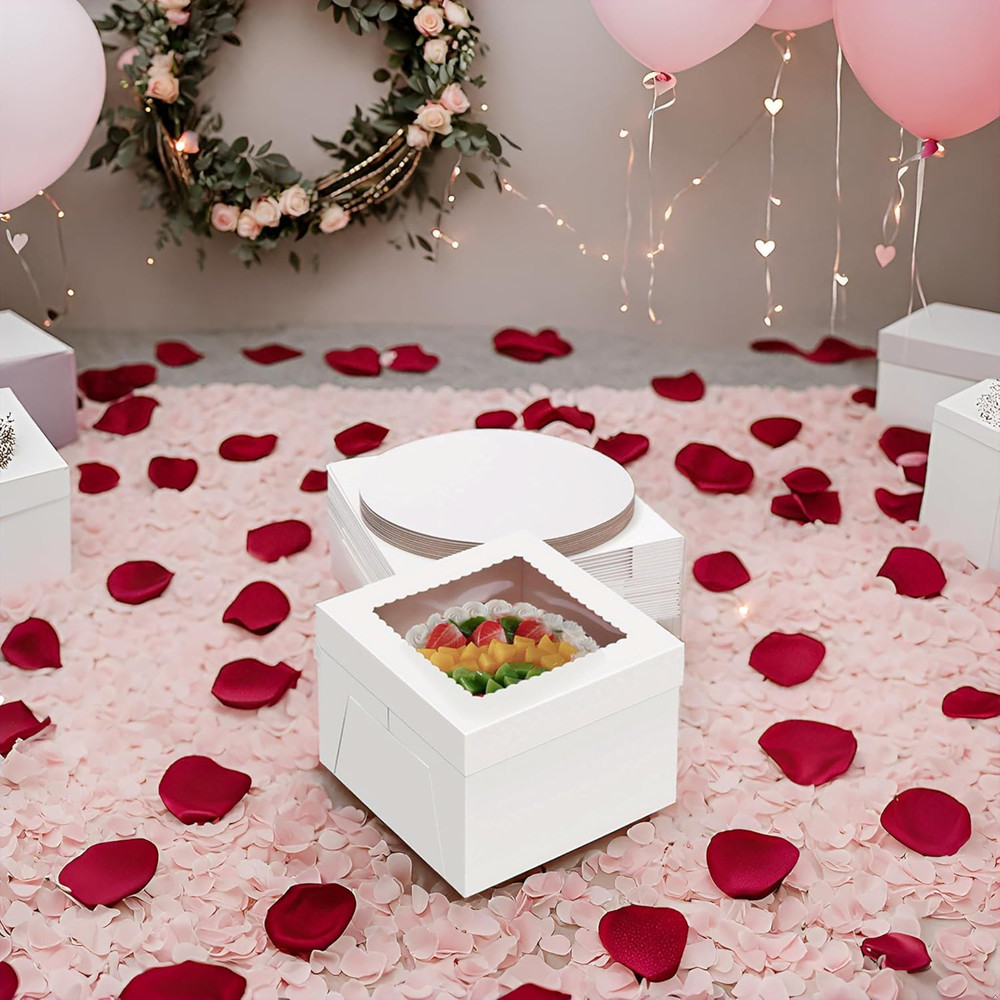 20-Pack 12x12x6 Cake Boxes & Boards White Sturdy Dessert Packaging Display