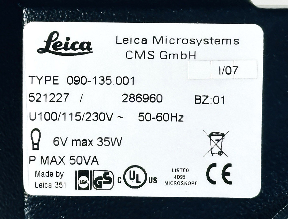 Leica DMIL Inverted Microscope Power Supply/Transformer Unit with Power Switch