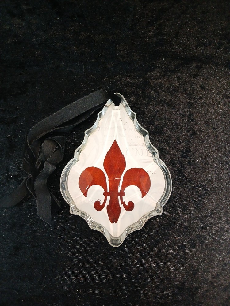Fieur De Lis Hanging Glass Ornament