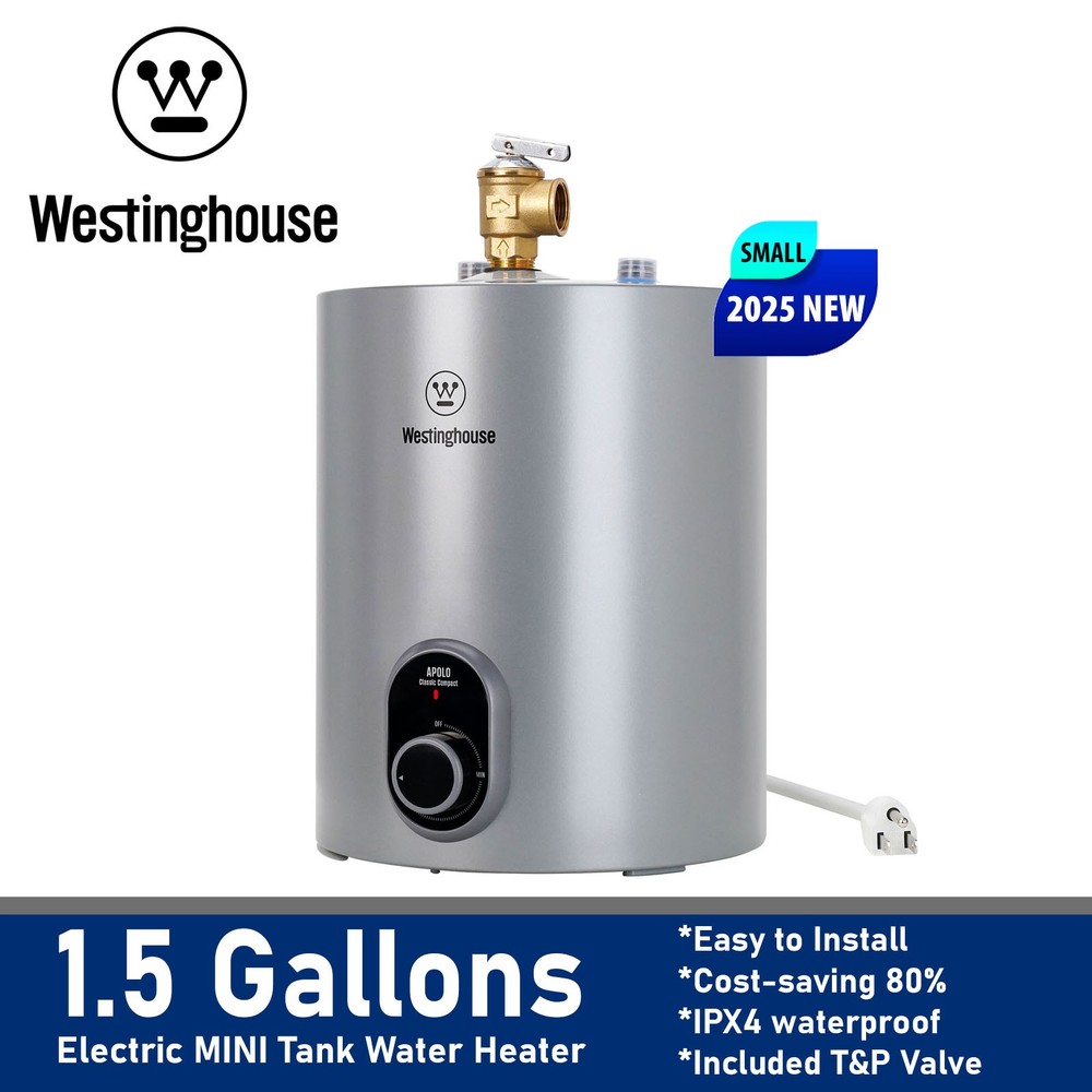 1.5 Gallon Electric Mini Tank Hot Water Heater 1440W Compact Storage Tank Heater