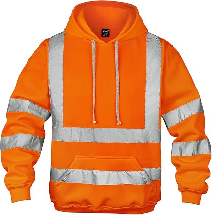 Wefeyuv Hi Vis Men's Solid Color Reflective Visibility Sweatshirts Pullover Sz L