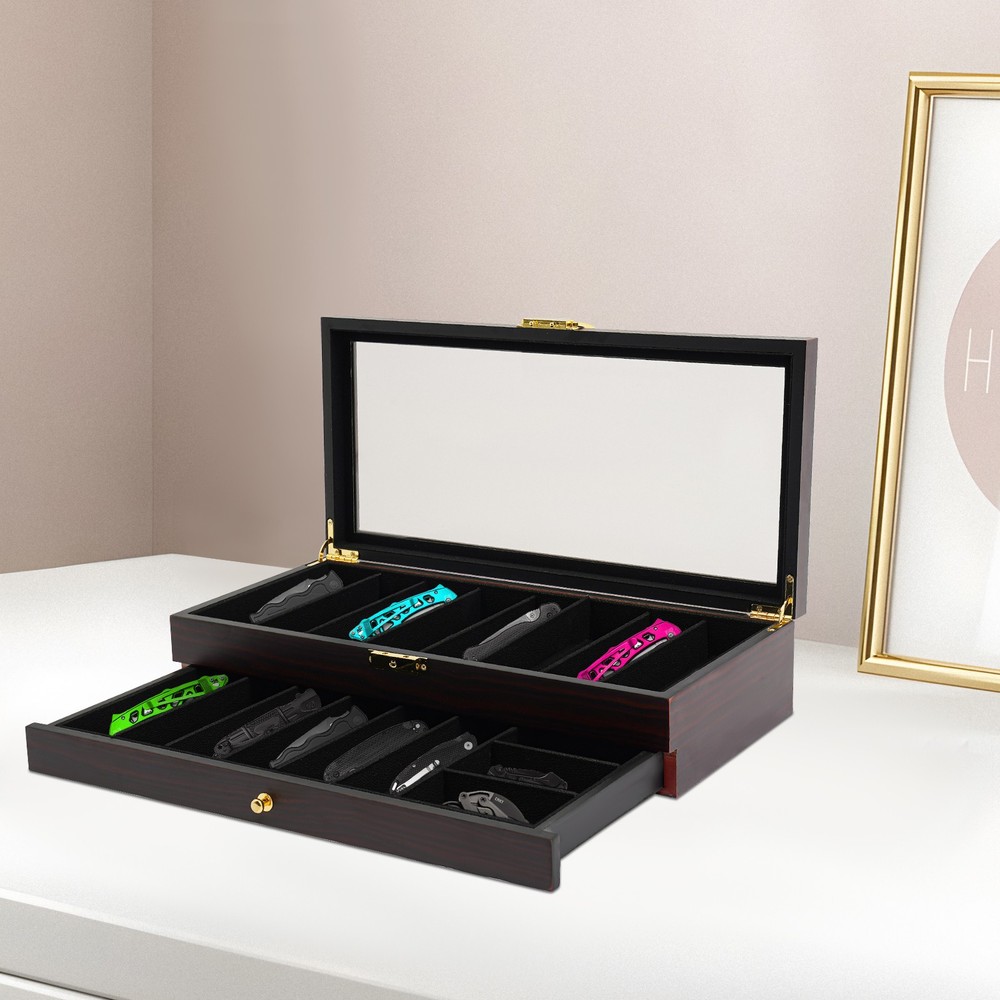 2Tier Knife Display Case Organizer,Knife Display Case,Knife Storage Box Lockable