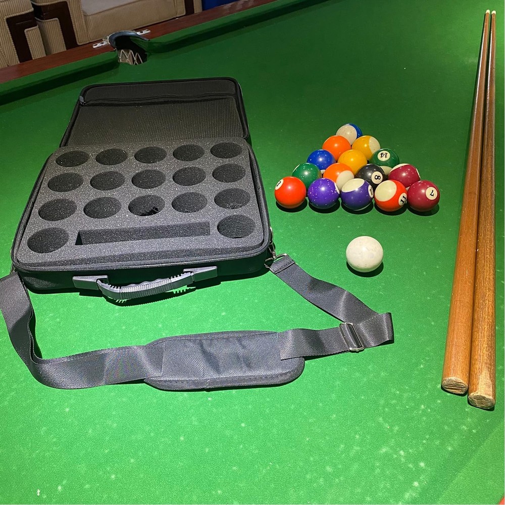 UISKOOPW Pool Balls Carrying Case, Hard Billiard Case with Rectangle, Black