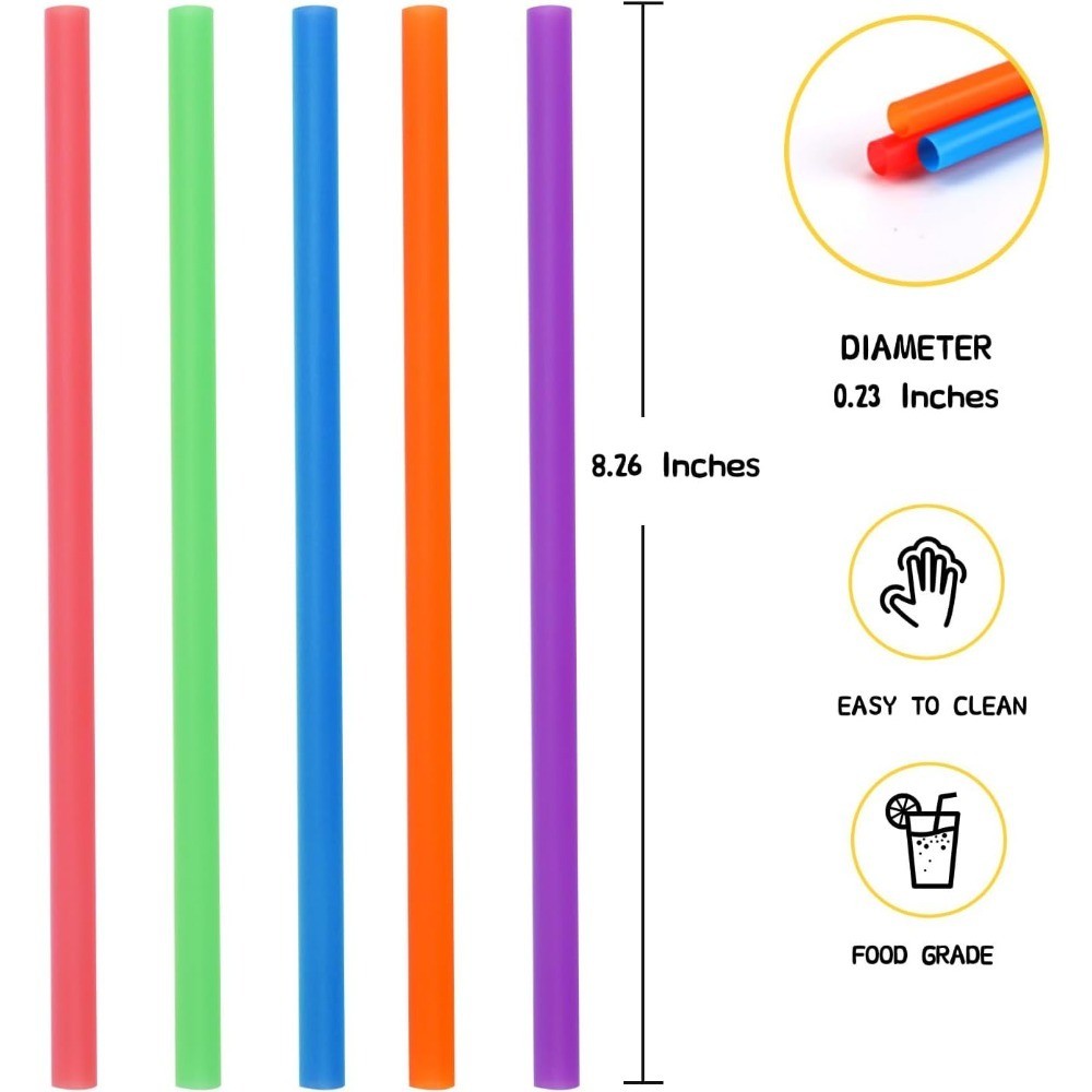 100 Pcs Assorted Color Plastic Straws Disposable Straight Smoothie Drink