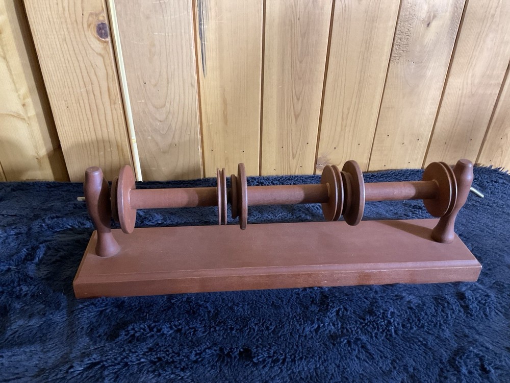 Vintage Lazy Kate w 3 Spools Solid Wood & Metal Spinner