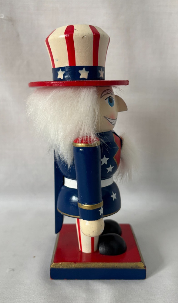 Uncle Sam Wooden Stubby Nutcracker Figure Red, White, Blue 6.5 in tall