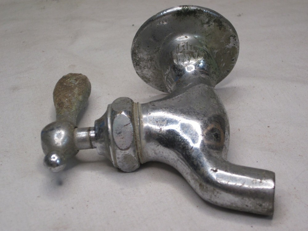 vintage faucet chrome marked handle " E " threaded hole