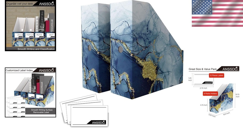 Large Volume Magazine File Holders - 6 Pack for Desk Organization