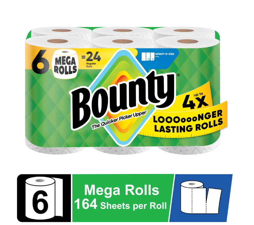 Select-A-Size White Paper Towels 6 Mega Rolls 164 Sheets Each