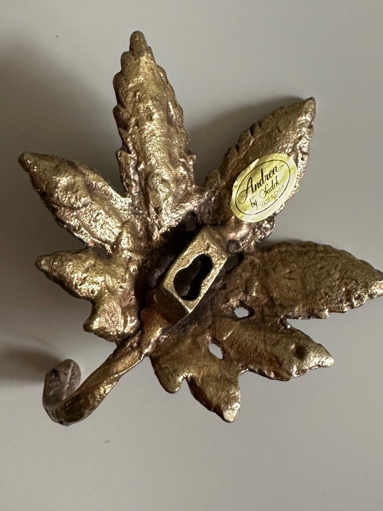 Key Holder Wall Mount Solid Brass Single Leaf Design Andrea by Sadek Maple