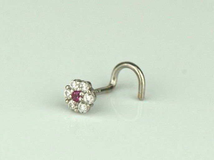 14k Yellow or White Gold CZ Nose Piercing Stud