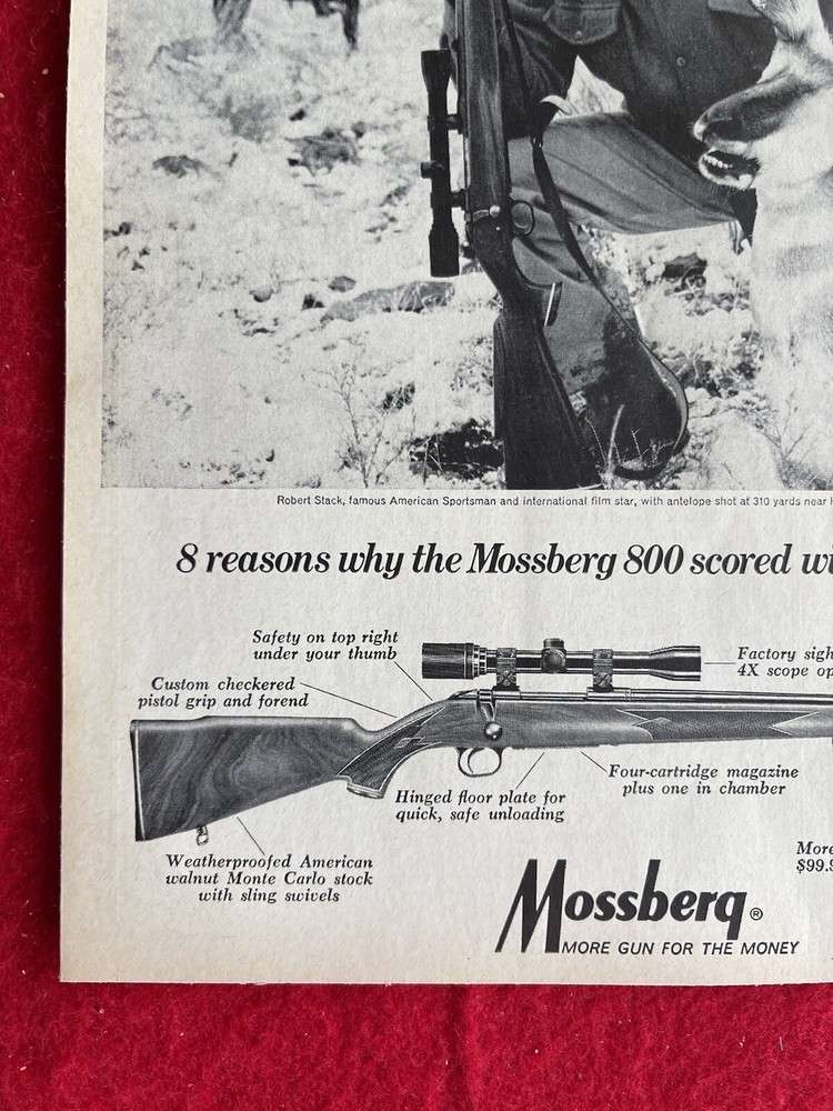 Vintage 1968 Print Ad Mossberg 800 Rifle Robert Stack Actor Advertisement