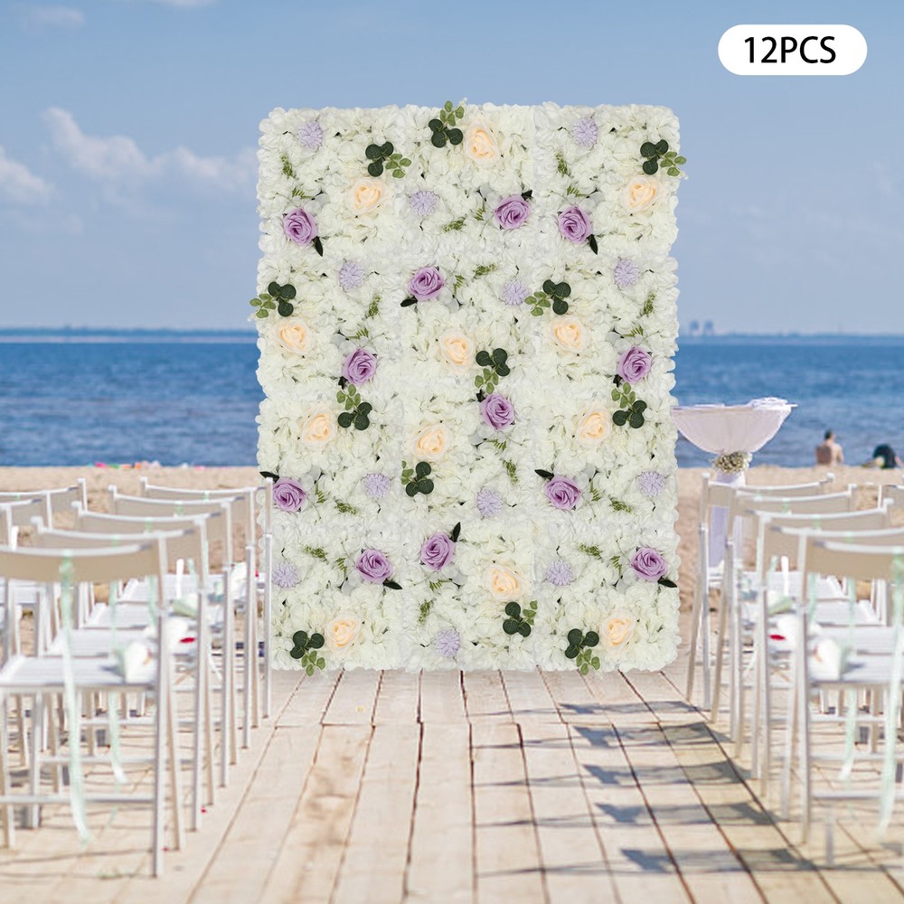 3D Flower Wall Panel-12pcs Artificial Flower Wall Background Rose Wedding Wall