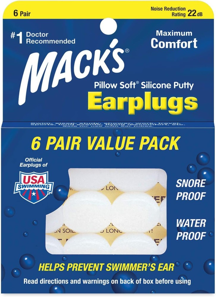 Mack's Pillow Soft Earplugs White 6 Pairs