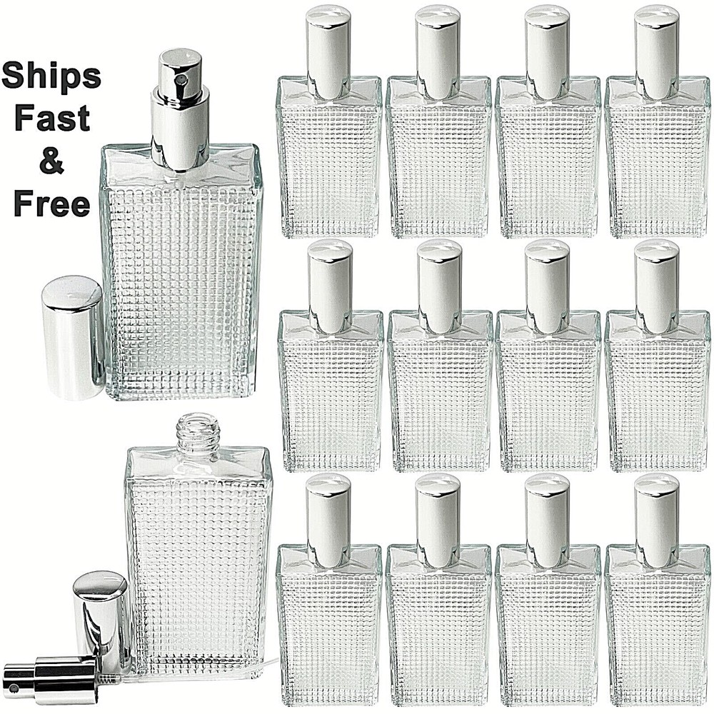 100ml 3.3oz Perfume Front Grid Glass Spray Bottles Silver Atomizer Refillable