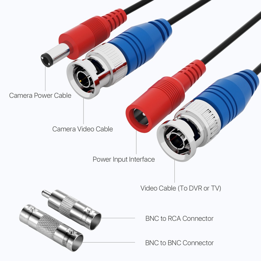 ZOSI Security Camera Cable 60FT DC Power BNC RCA Connector Surveillance wire