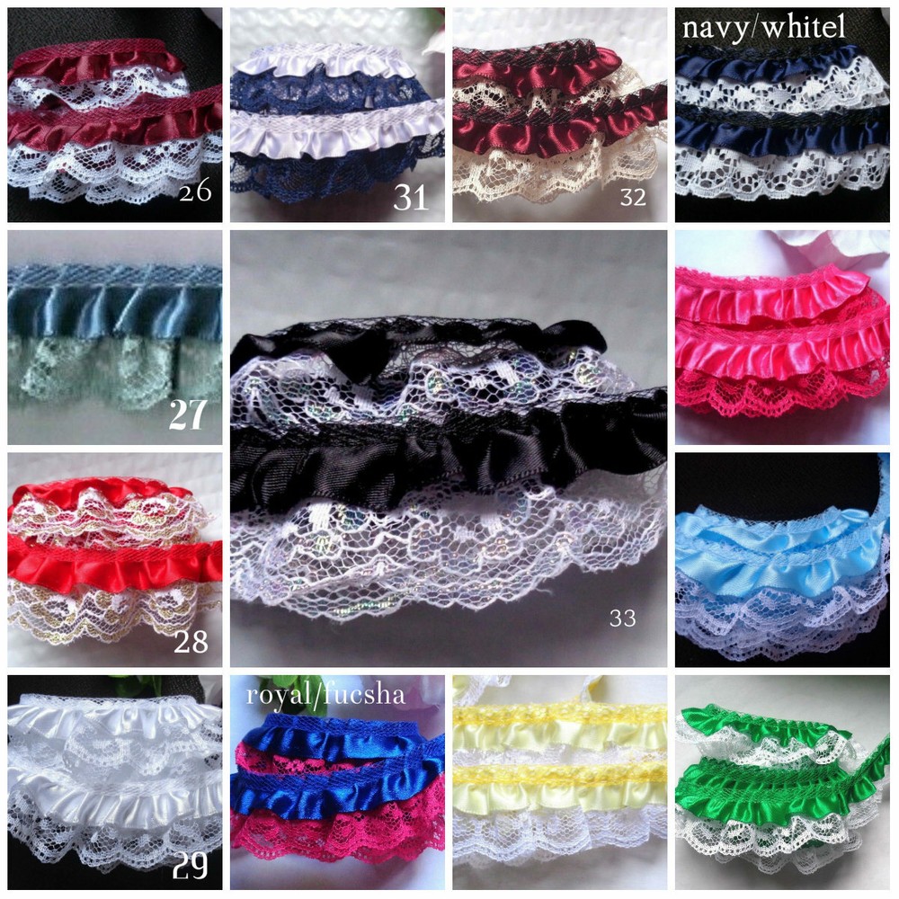 Ruffle Lace Trim 1" price per yard/ select color