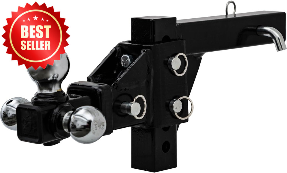 1802225 Adjustable Tri-Ball Hitch Solid Shank Chrome Balls US