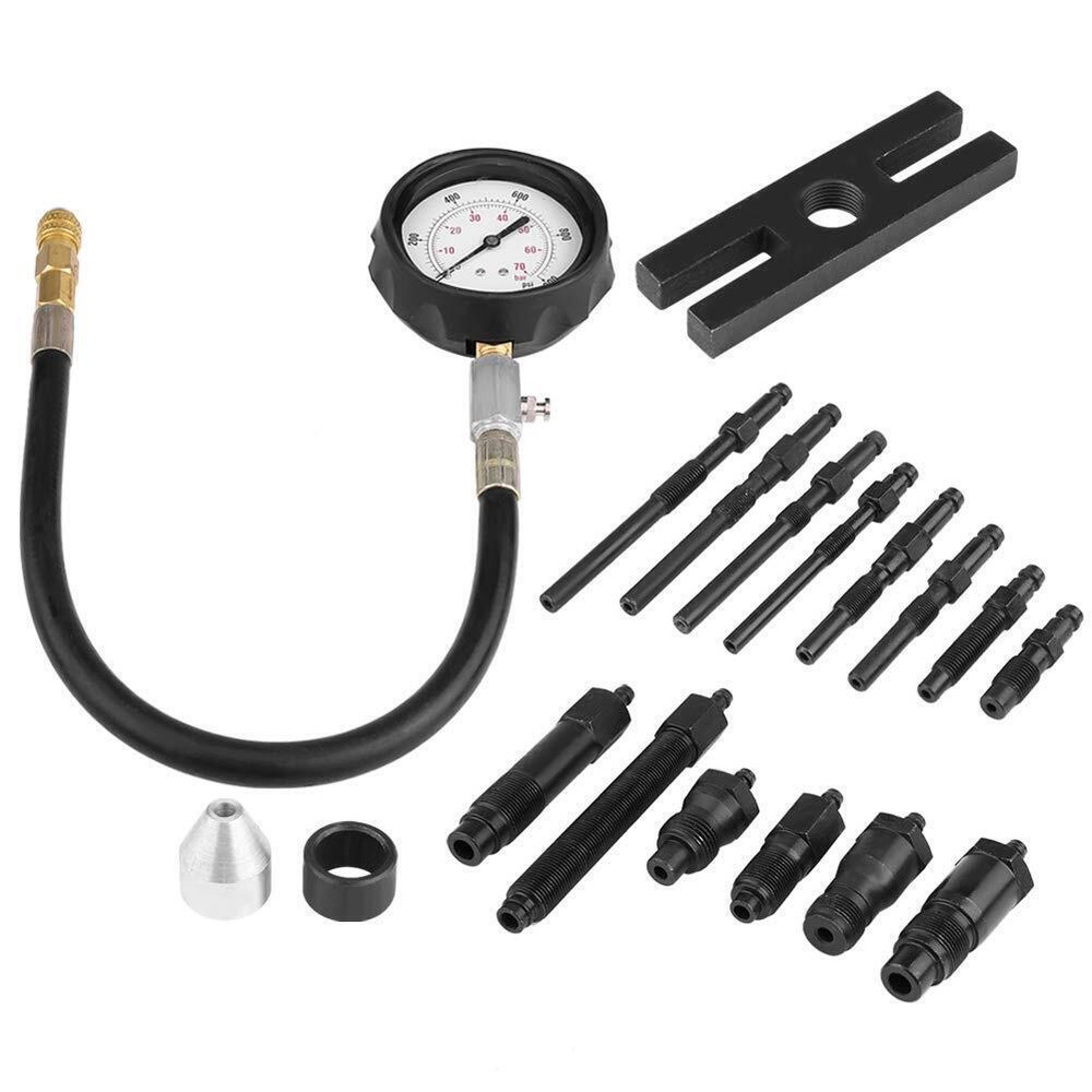 16Pcs Diesel Engine Cylinder Compression Gauge Tester Pressure Test Tool Kit