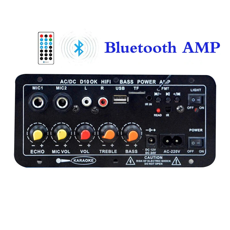 Audio Amplifier Board 30-120W Support Dual Microphone Bluetooth for 4Ohm Speaker