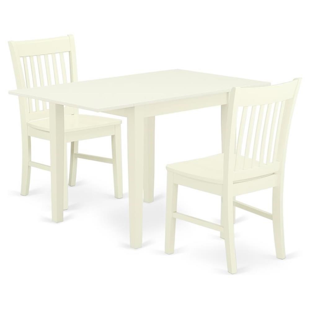 Pemberly Row 3-piece Dining Table and Slat Back Chairs in White
