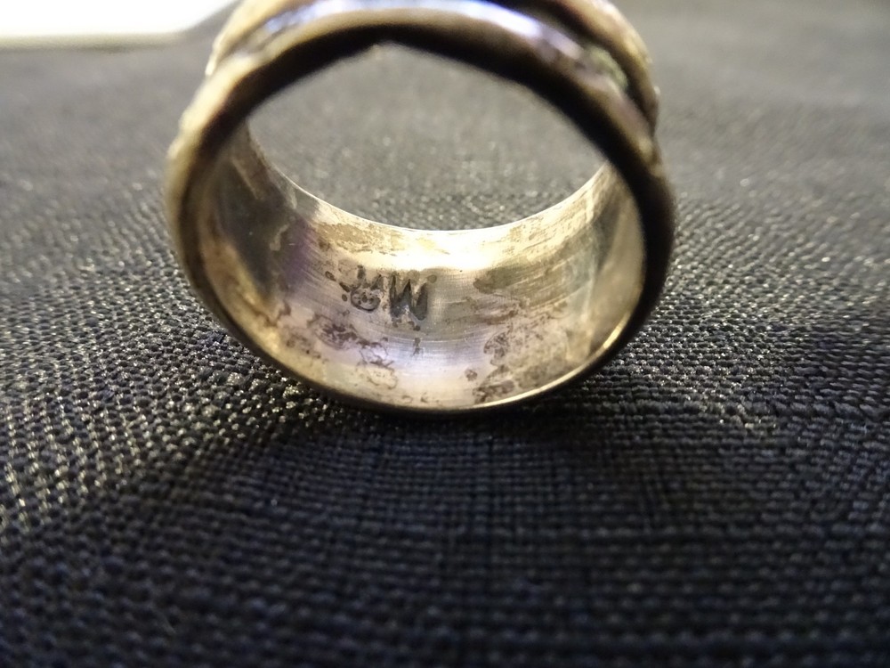 # 758-NATIVE STERLING SILVER 4 STONE RING -SIZE 9---MA OR MR NOT SURE