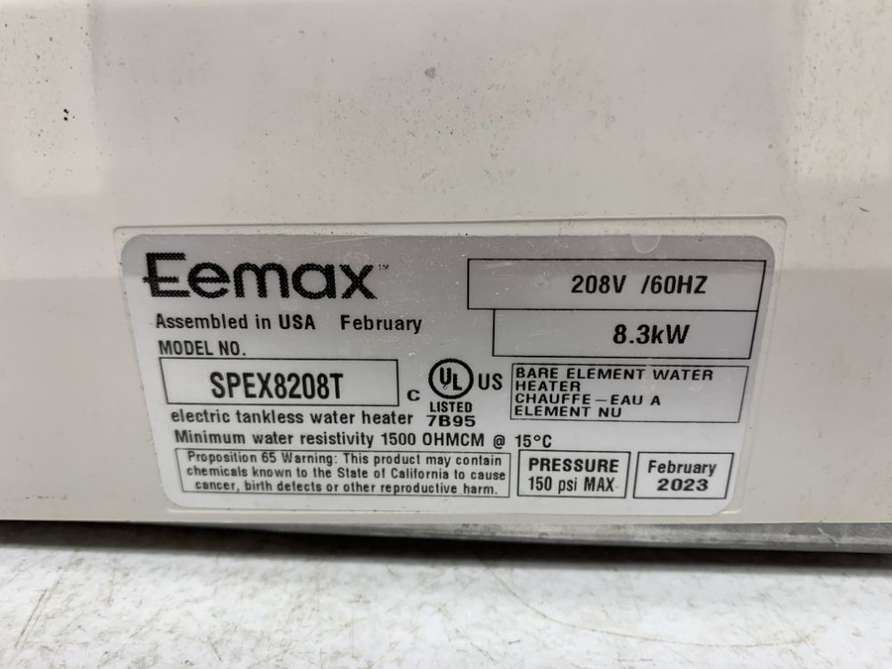Eemax SPEX8208T Tankless Water Heater 8.3kW 208V
