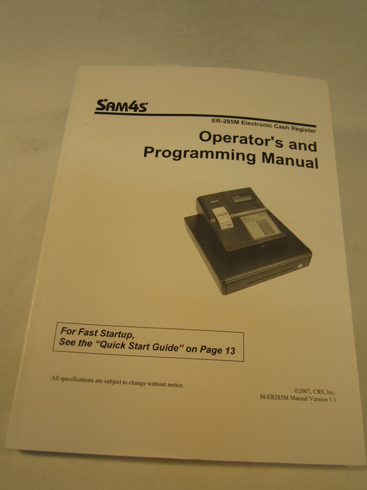 Programming Book for Sam4s Cash RegisterS