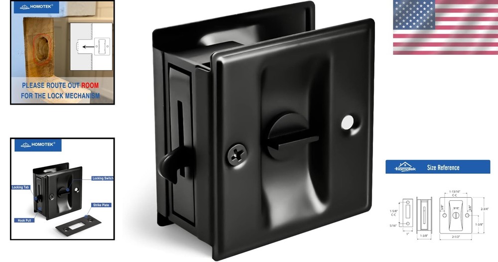 Versatile Keyed Lock for Sliding Doors - Stylish Security Solution in Black