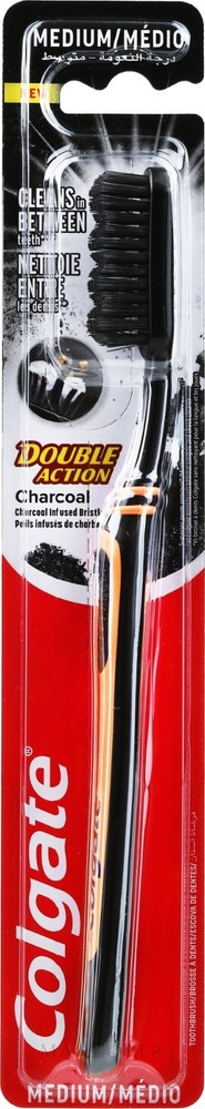 Colgate Double Action Charcoal Medium Toothbrush 4pk