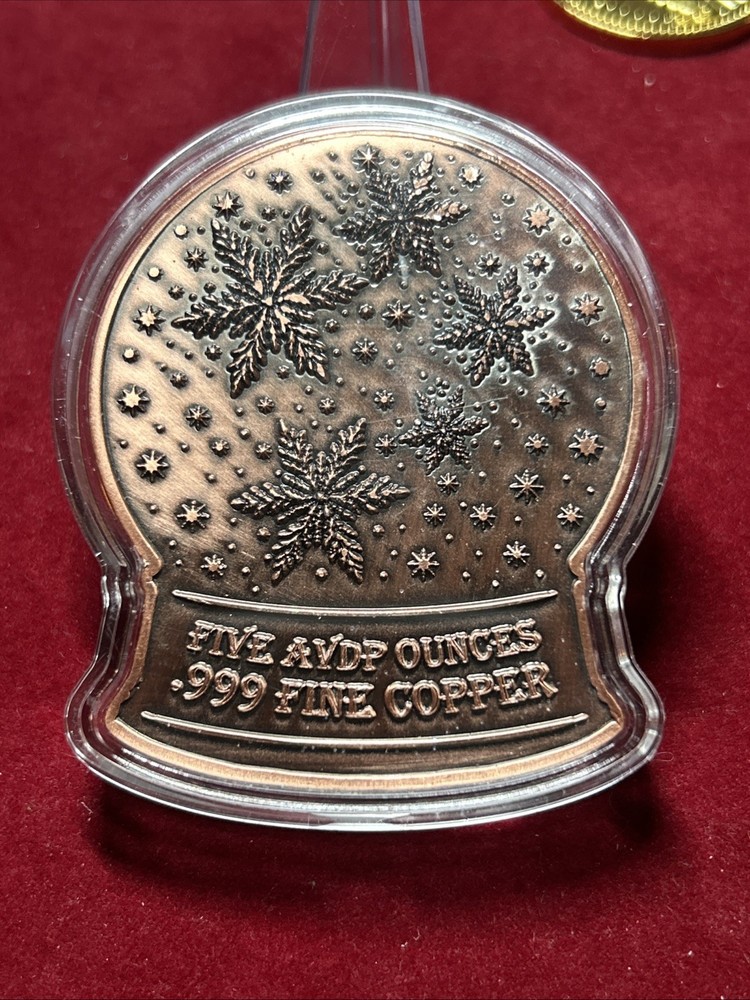 5 AVDP Ounces Copper Snow Globe ENCAPSULATED