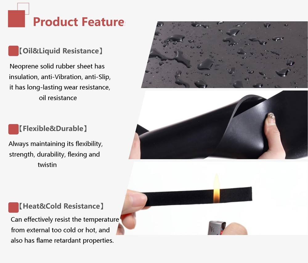 Neoprene Rubber Sheet Solid Rubber Strips Roll PadInsulation for Weather Stri...