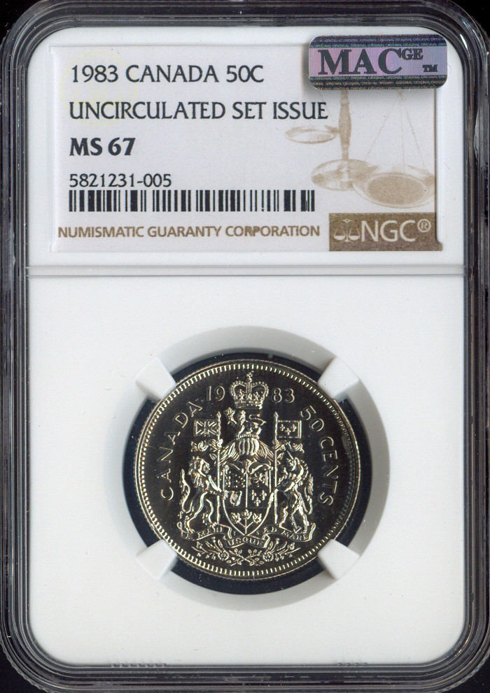 1983 Canada 50 Cents 50C NGC MS67 MAC - Quality