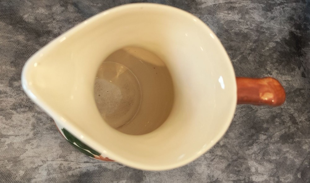 Vintage Franciscan Apple Pattern Ceramic Pitcher With Fruit & Leaf Design