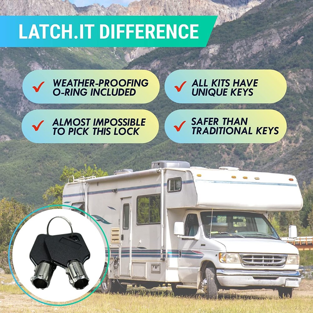 NEW LATCH.IT | 2-Pack RV Compartment Locks | 5/8", 7/8", 1 1/8"