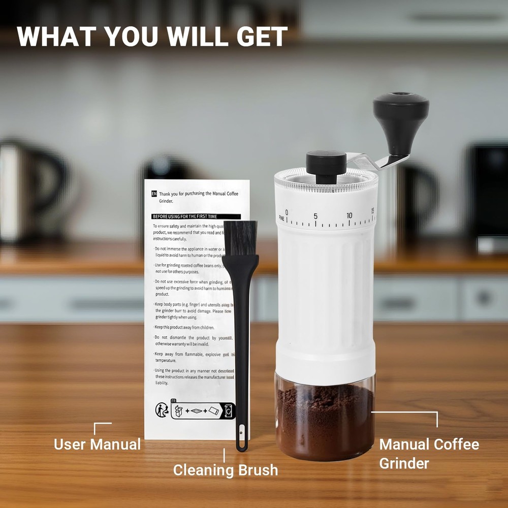 Mini Manual Coffee Grinder with 40 Adjustable Settings Hand Coffee Bean Mill