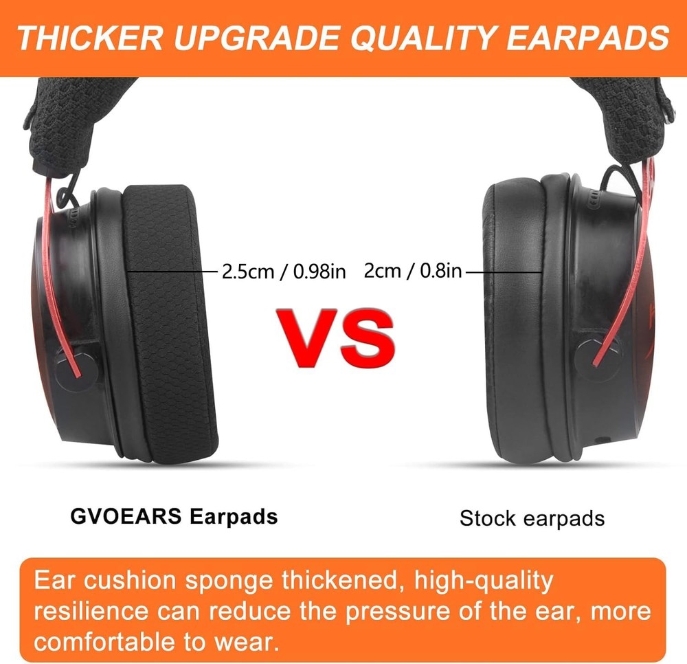 Upgraded Replacement Earpads Cushions for HyperX Cloud/Alpha, Audio Black
