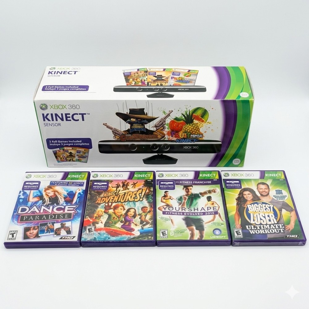 XBOX 360 KINECT Sensor BundIe: Includes Kinect  Sensor Unit & 4 Extra New Games