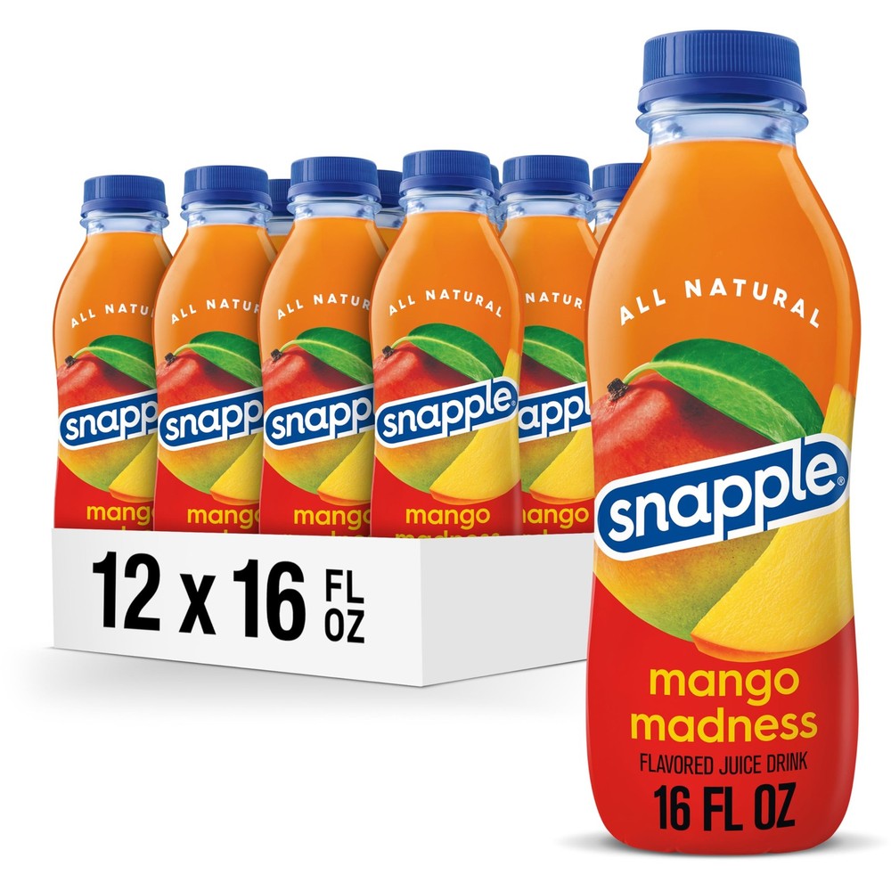 Mango Juice Drink, 16 oz Recycled Plastic Bottles, 12-Pack for Refreshment
