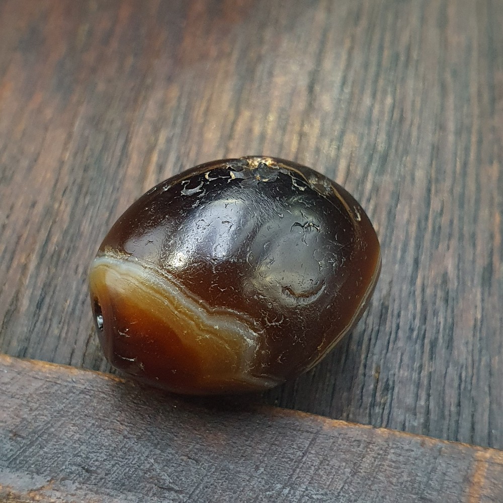 Authentic Ancient Sasanian Agate Bead, Genuine Banded Agate from yemen
