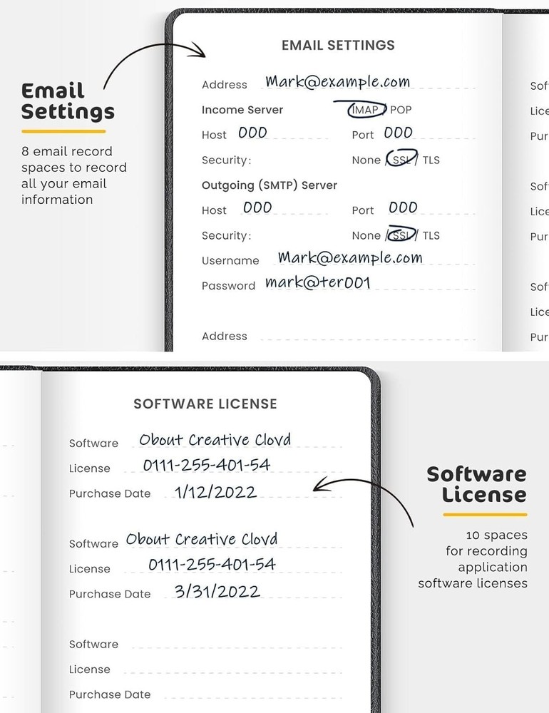 Share Password Book with Alphabetical Tabs Small Password Keeper with Extra Pass